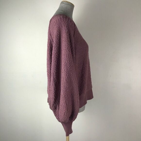 Dreamers Purple Mauve Balloon Sleeve V Neck Sweater - Picture 4 of 9